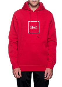 HUF Outline Box Logo Pullover Hoodie, Red