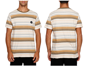 RVCA Deadbeat Stripe Short Sleeve Tee, Apricot