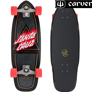 Santa Cruz Skate Flamed Not a Dot Cut Back 9.75in x 29.95in With Carver CX4 Trucks