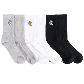 Santa Cruz MENS MONO HAND 3 PACK SOCKS, BLACK-WHITE-GMARLE