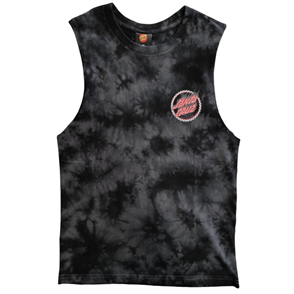 Santa Cruz CHECKED OUT FLAMED DOT YOUTH SINGLET, BLACK TIE DYE