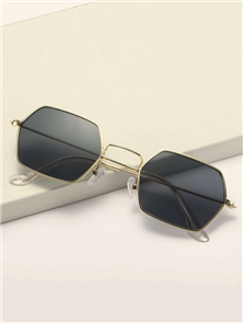 Blank Collective Hexagon Metal Frame Sunglasses, GoldLens/ Gold