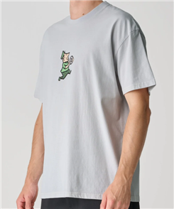 S-DOUBLE MAN WITH DOT SS TEE, PIGMENT SILVER