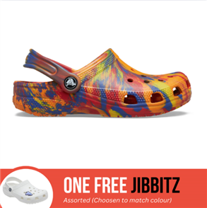 Crocs Classic Marbled Clog Kids, Orange Zing/Multi