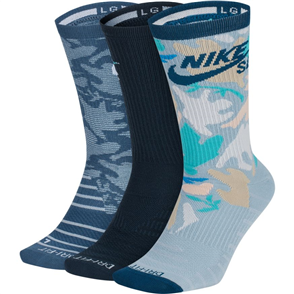 Nike Unisex SB Everyday Max Lightweight Crew Sock 3Pairs, Multi-Colour