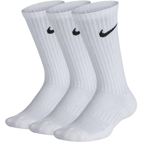 Nike SB Kids' Performance Cushioned Crew Training Socks (3 Pair), White