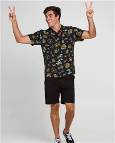 The Mad Hueys SHIPWRECKED CAPTAIN WOVEN SHIRT, BLACK