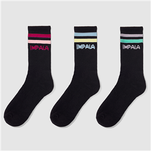 Impala Stripe Socks 3 pack, Black