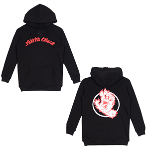 Santa Cruz RINGED FLAME HAND HOODY,BLACK