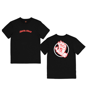 Santa Cruz RINGED FLAME HAND TEE,BLACK