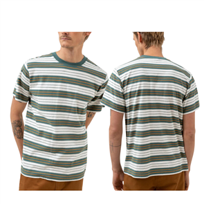 Rhythm VINTAGE STRIPE SS T-SHIRT, TEAL