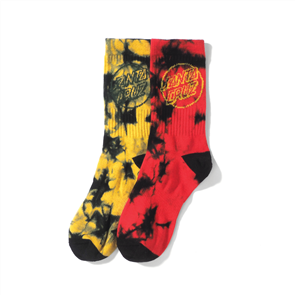 Santa Cruz Youth Tie Dyed Dot Logo Sock 2 Pack, Youth size 2-8