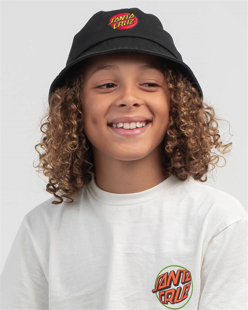 Santa Cruz Classic Dot Youth Bucket Hat Black Underground Skate