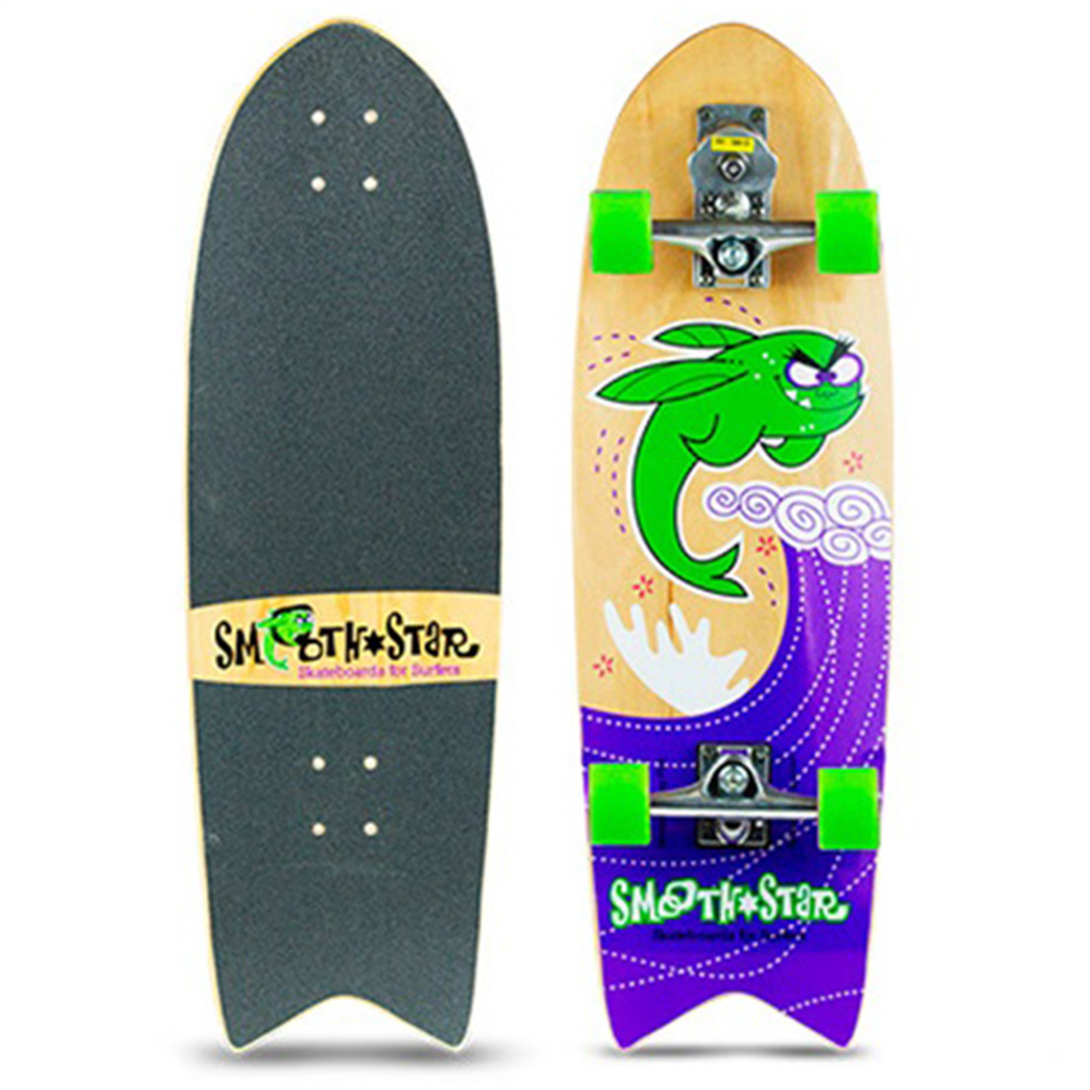 Smoothstar Flying Fish 32" Surf Skateboard, Green Underground Skate