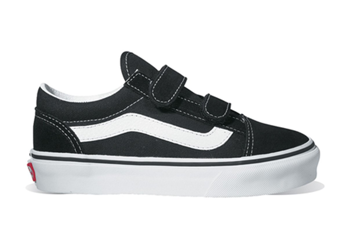 Vans Classics Old Skool Velcro Youth Shoe Black White Underground Skate