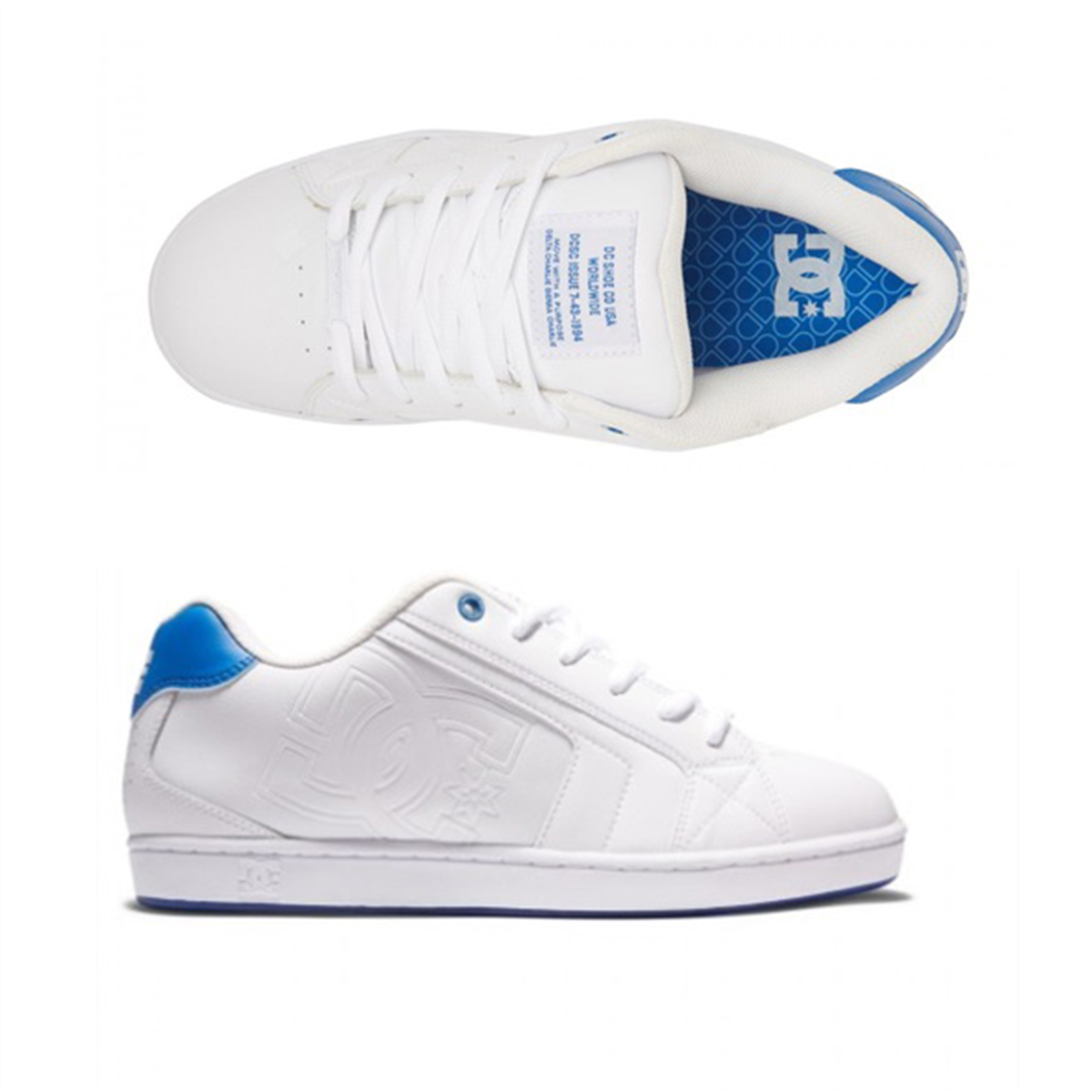 Dc Net Le Mens Shoes, White/White/Blue Underground Skate