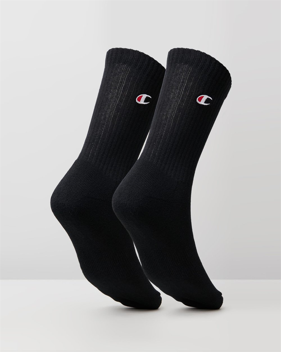 Champion C Logo Crew 2Pk Sock, Black | Underground Skate