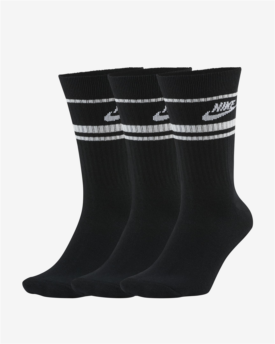 Nike Sb Mens Sportswear Essential Sock, 3 Pack, Black/White