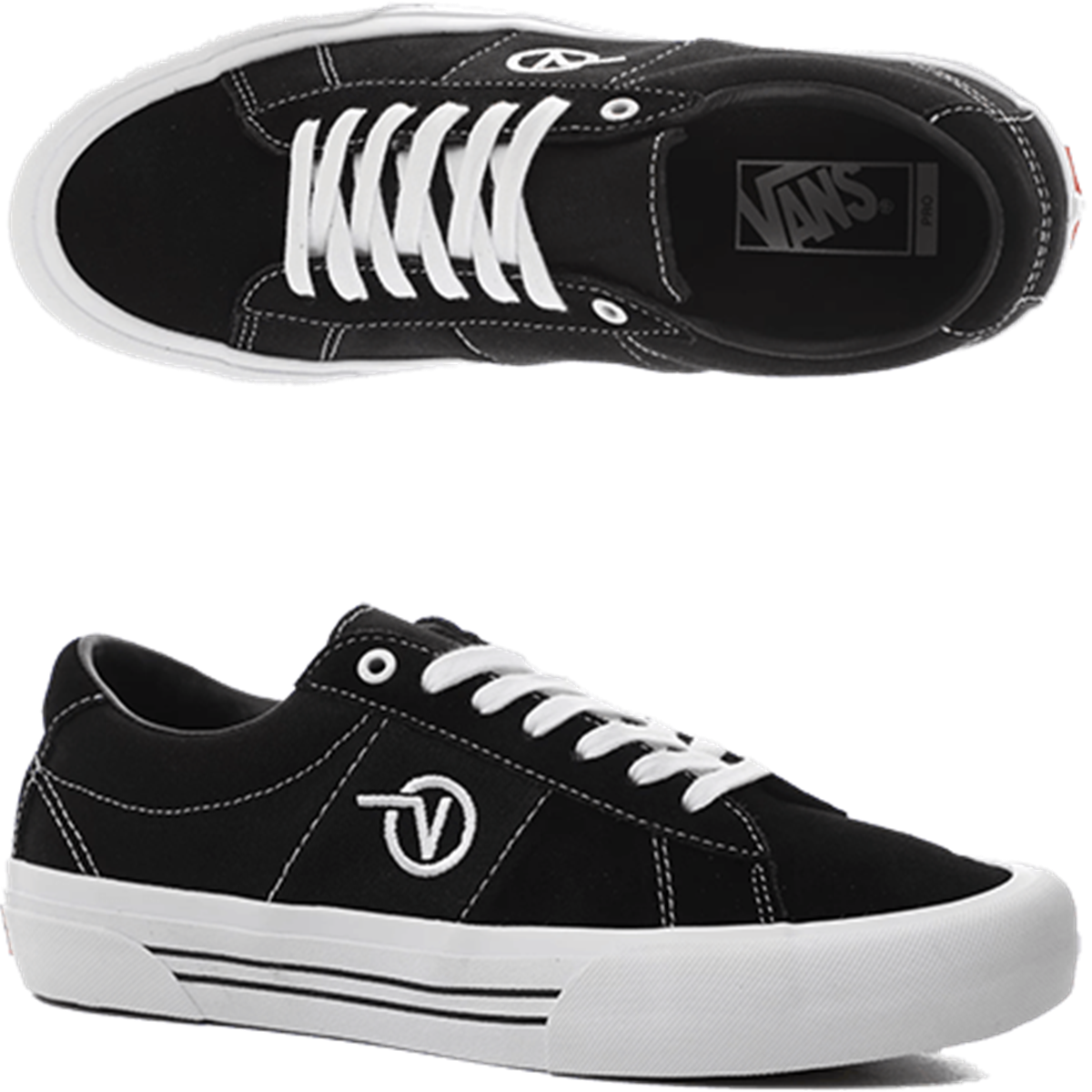 Vans Saddle Sid Pro Shoes, Black/White | Underground Skate