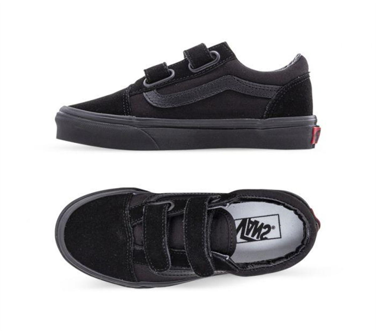 all black leather velcro vans
